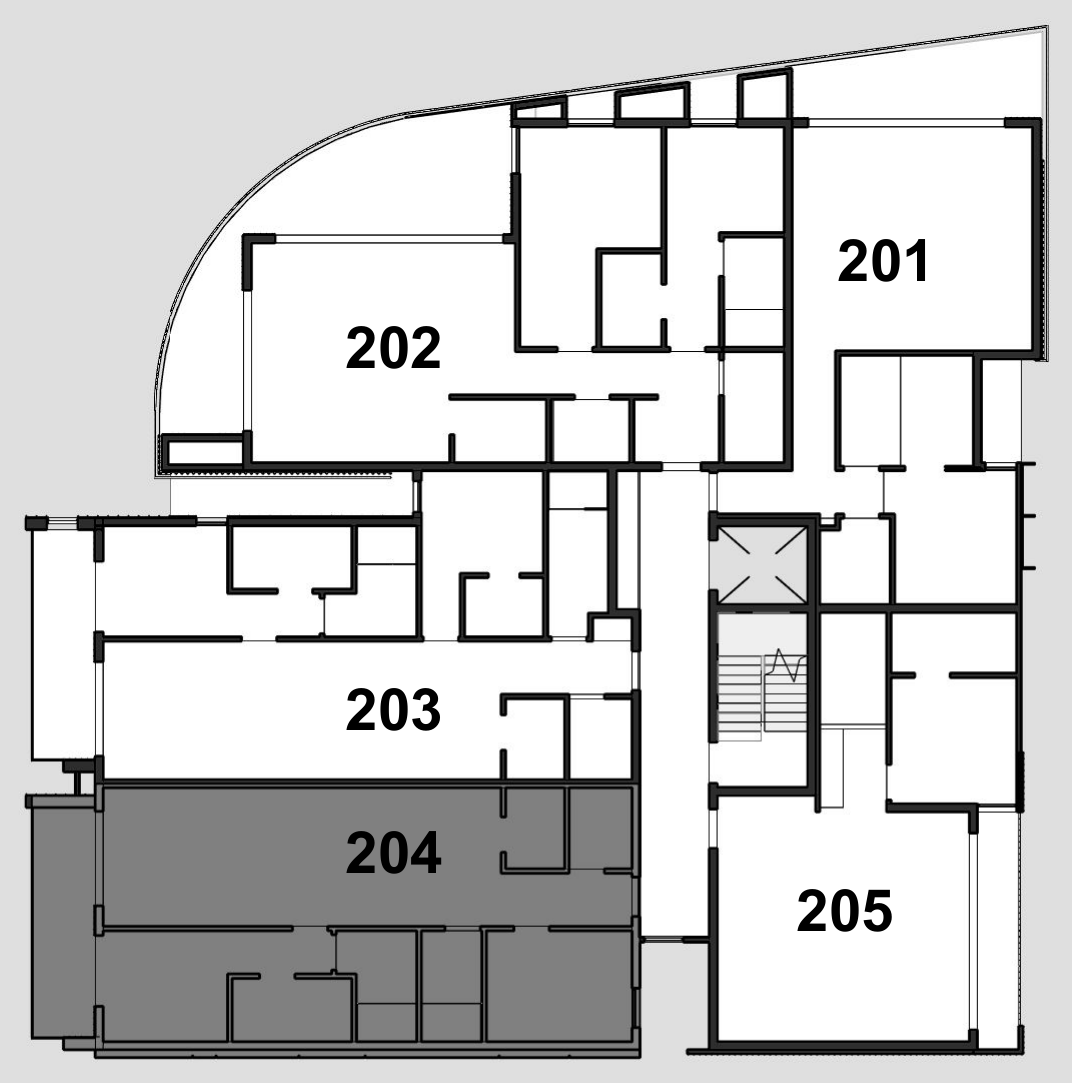 Level 2 plate with residence 204 shaded